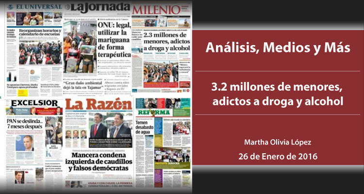 3.2 millones de menores, adictos a droga