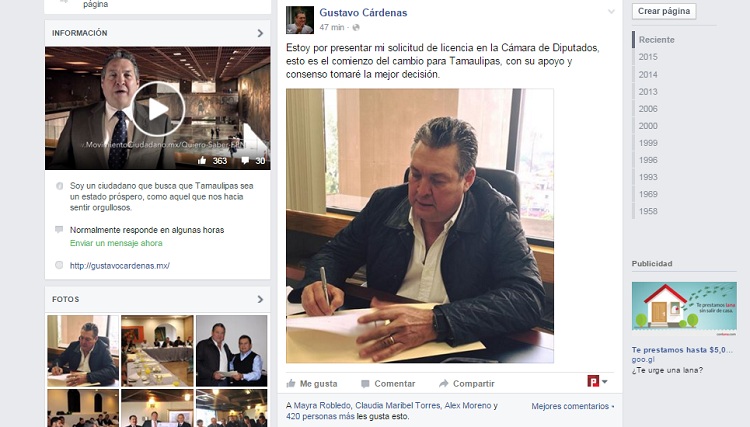 Gustavo Cárdenas va por Tamaulipas