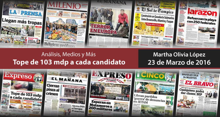 Tope de 103 mdp a cada candidato