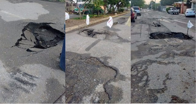 Lluvias ‘decoran’ las calles con baches.