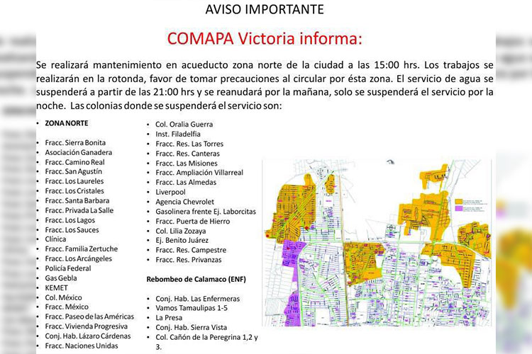 Anuncia COMAPA mega corte de agua