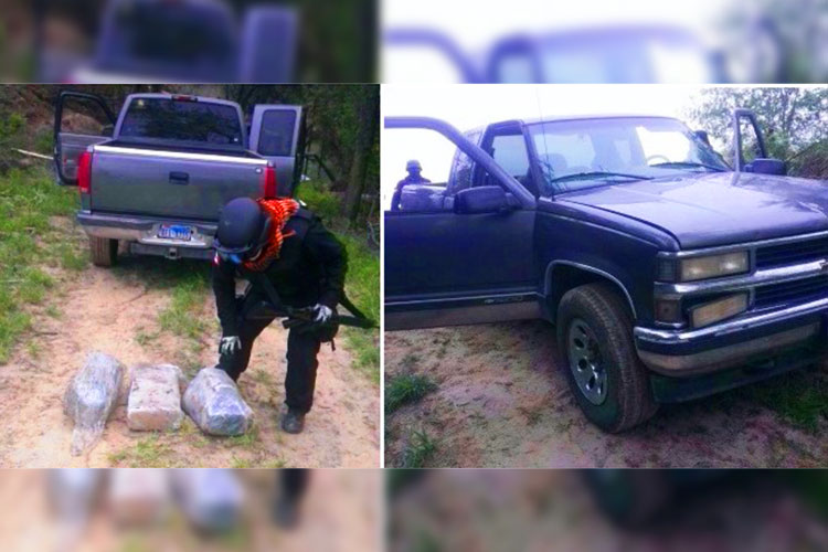 Abandonan camioneta con droga en el municipio de Mier