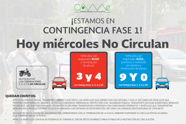 Hoy no circulan autos con engomado rojo y azul
