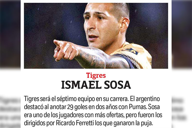 Ismael Sosa cambia de garras; Deja a Pumas para irse al Tigres