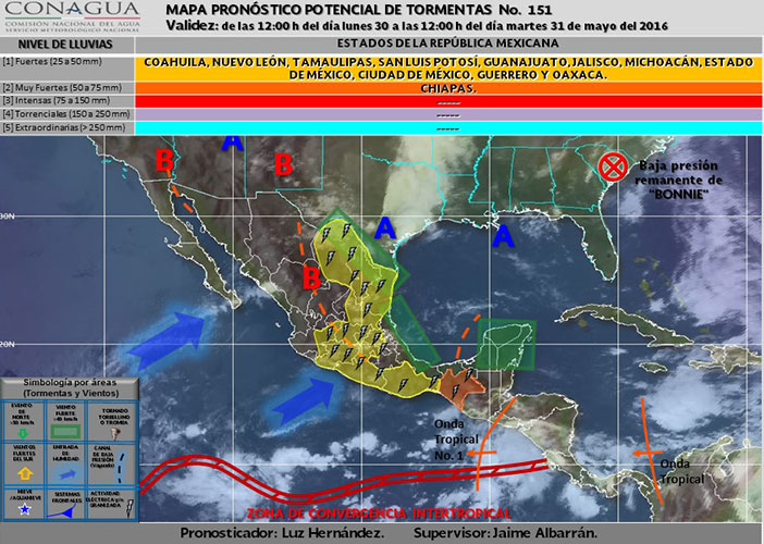 Se prevén lluvias intensas en Coahuila, Nuevo León, Tamaulipas y San Luis Potosí