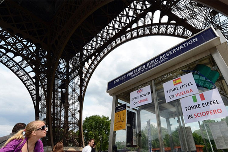 La Torre Eiffel decide sumarse a la jornada de huelga nacional