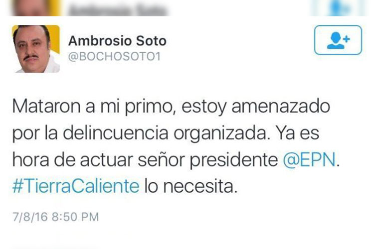 Exige PRD protocolo de seguridad y condena asesinato de edil en Guerrero