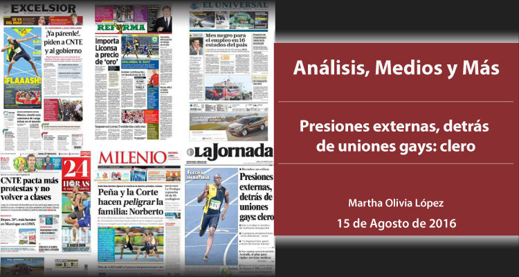 Presiones externas, detrás de uniones gays: clero