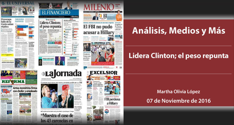 Lidera Clinton; el peso repunta