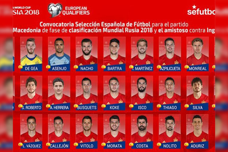 España presenta novedades para enfrentar a Macedonia e Inglaterra