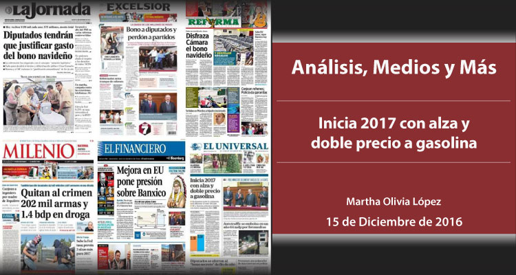 Inicia 2017 con alza y doble precio a gasolina