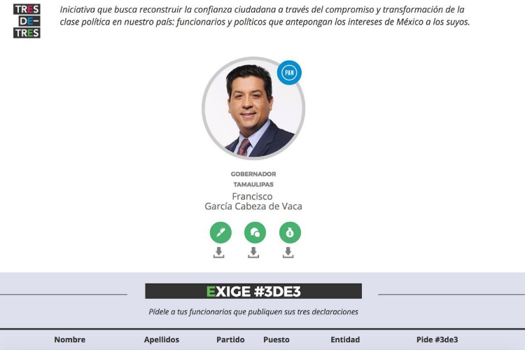 Cabeza de Vaca presenta su declaración tres de tres