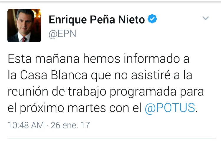 Peña Nieto no asisitirá a reunión con Trump