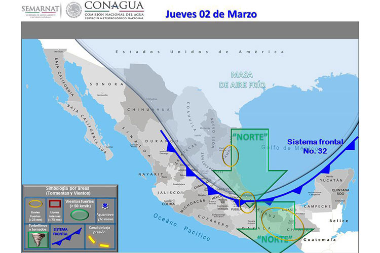 Viene nuevo frente frío a Victoria; en el norte, lluvias y viento