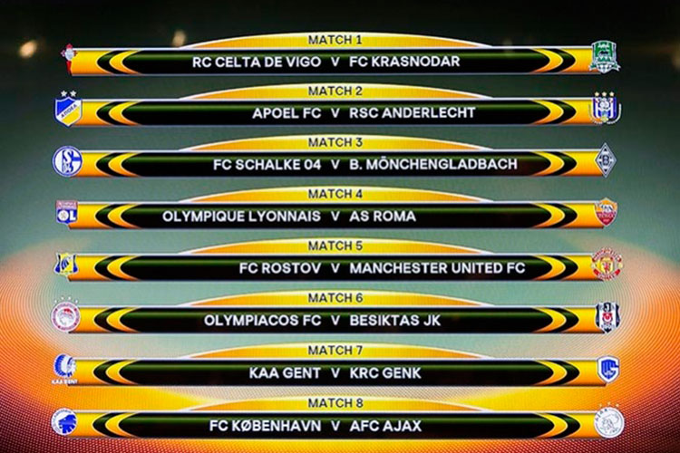 Listos los duelos de octavos de final de la Liga Europa