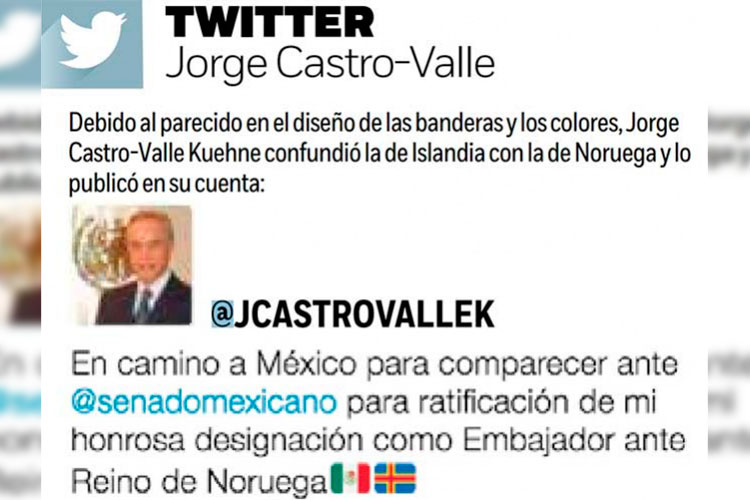 Embajador mexicano confunde bandera en Twitter