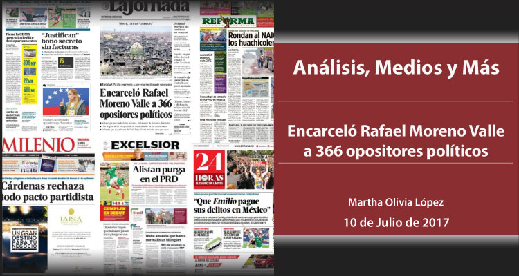 Encarceló Rafael Moreno Valle a 366 opositores políticos