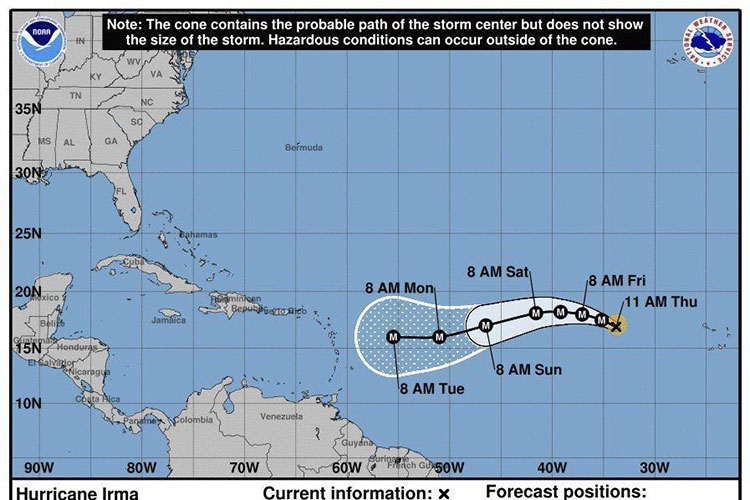 ‘Irma’ incrementa su fuerza a categoría 3 rumbo al Caribe