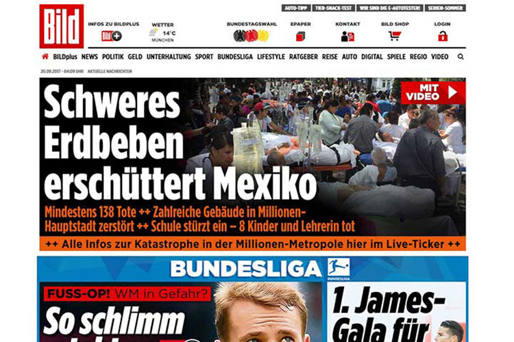 Acapara sismo titulares de la prensa internacional