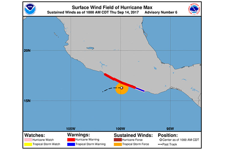 Lanzan alerta de huracán para franja de Zihuatanejo