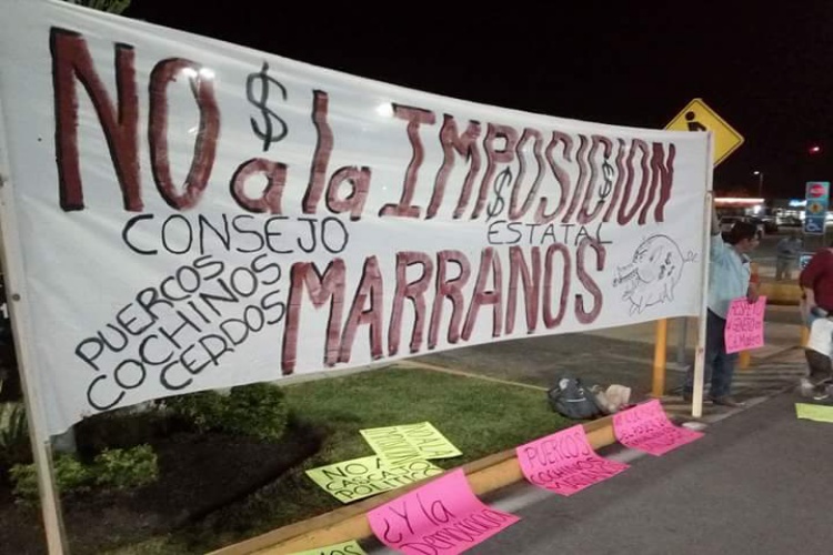 Militantes de Morena se manifiestan  contra López Obrador en Tampico