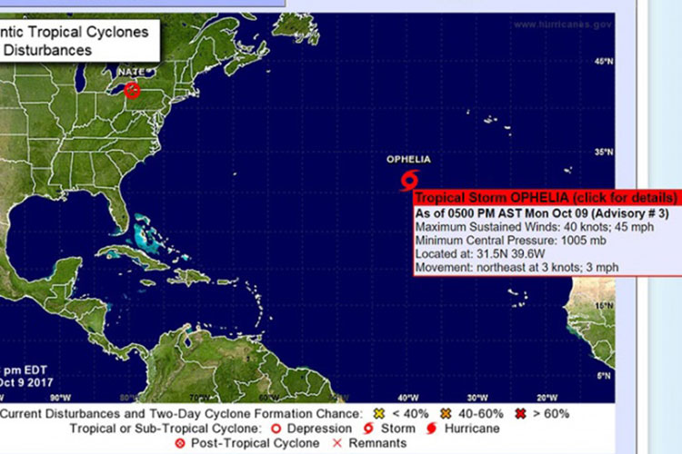 ‘Ofelia’, una nueva tormenta tropical en el Atlántico