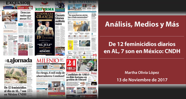 De 12 feminicidios diarios en AL, 7 son en México: CNDH