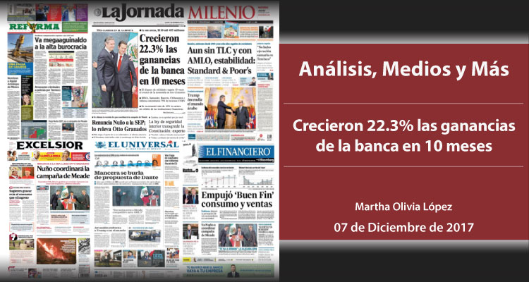 Crecieron 22.3% las ganancias de la banca en 10 meses