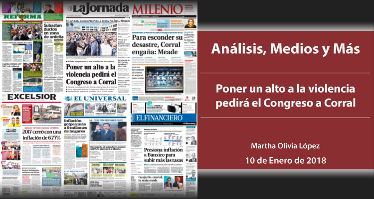 Poner un alto a la violencia pedirá el Congreso a Corral