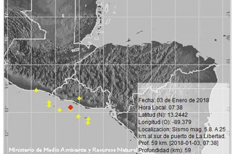 Sismo de magnitud 5.8 sacude El Salvador