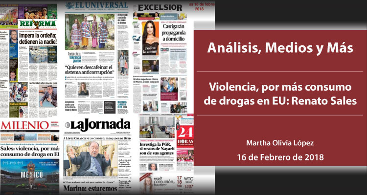 Violencia, por más consumo de drogas en EU: Renato Sales