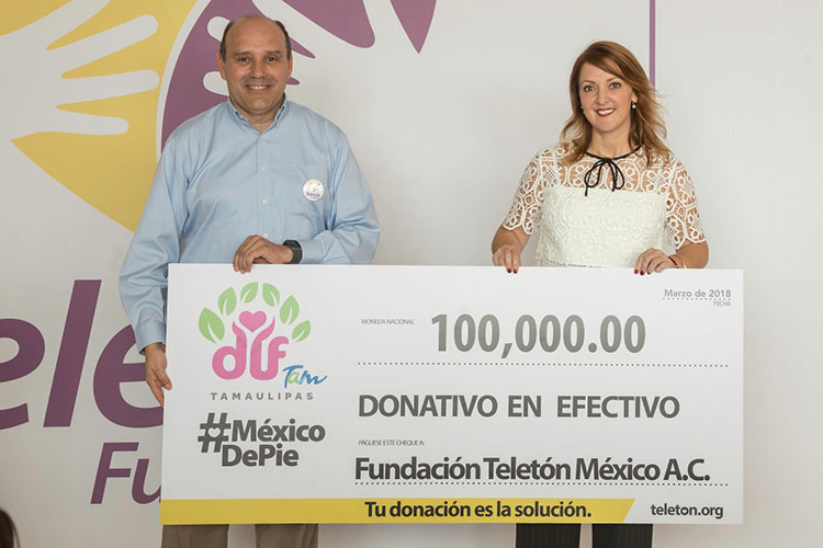 Entrega Mariana Gómez donativo de tamaulipecos a Teletón