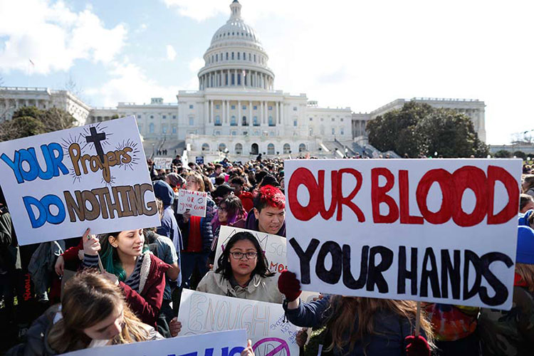 Paro nacional de estudiantes en EU en reclamo de control de armas