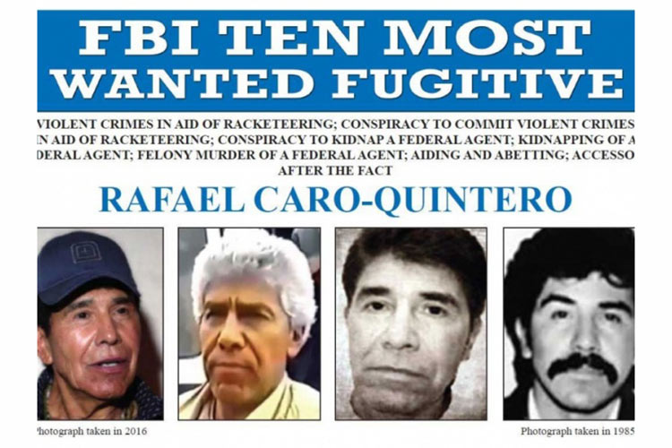 Caro Quintero entra a lista de los 10 más buscados por el FBI