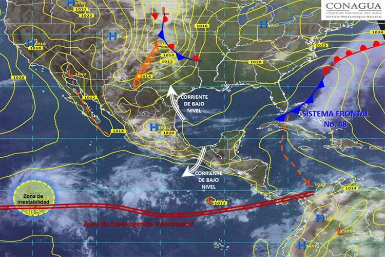 Prevén nublados con tormentas en occidente, centro y sur del país