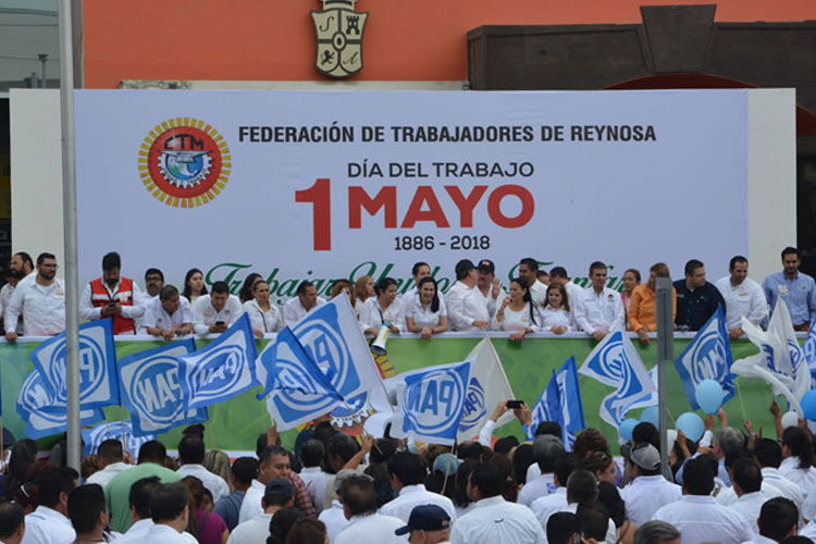 Convierten Desfile Obrero en mitin político en Reynosa