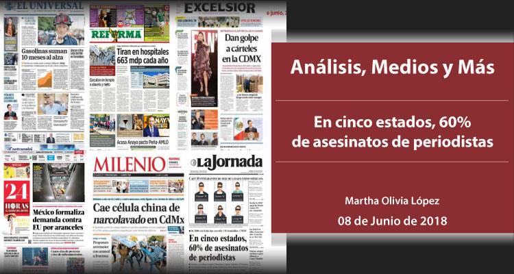 En cinco estados, 60% de asesinatos de periodistas