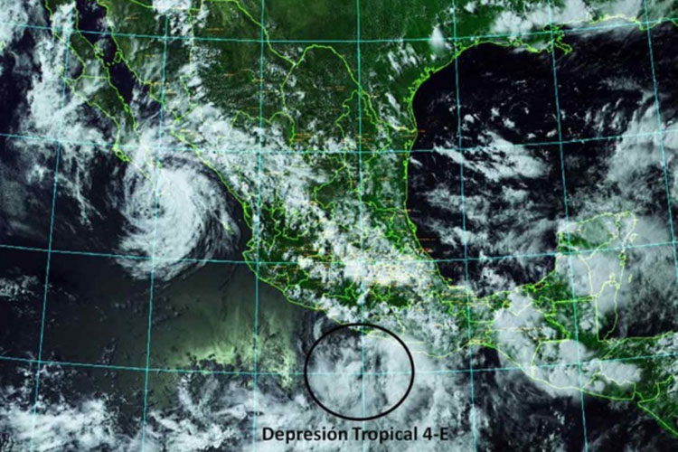Se forma la depresión tropical 4-E frente a Guerrero
