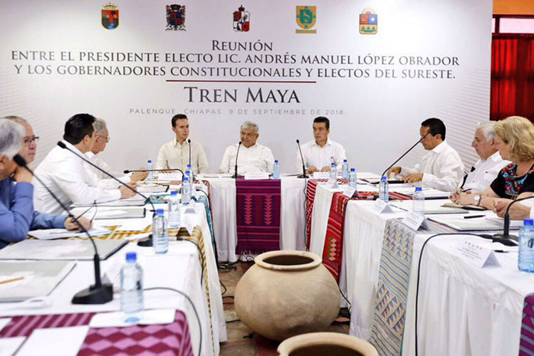 Gobernadores  respaldan el plan de  AMLO del Tren Maya