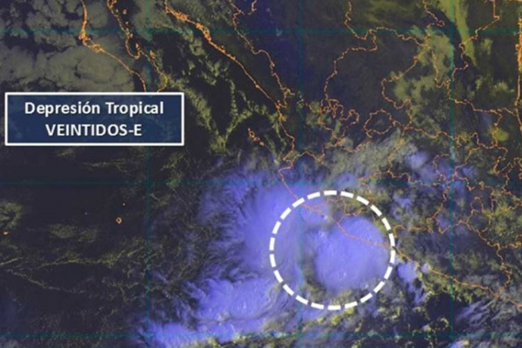 Se forma la Depresión Tropical 22-E frente a costas de Colima y Michoacán