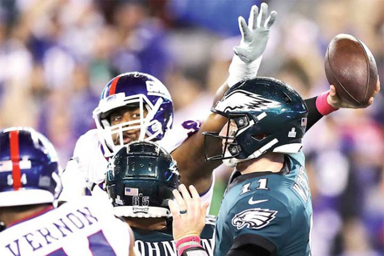 Wentz y las Águilas dominan a los Gigantes