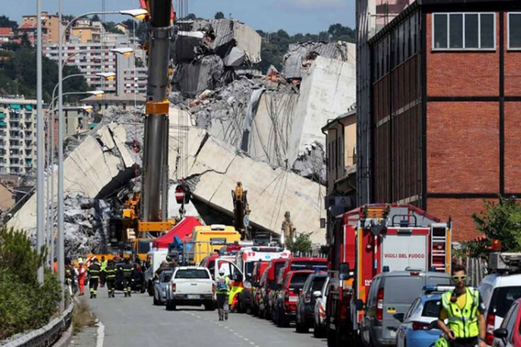 Alistan demolición de puente derrumbado en Génova