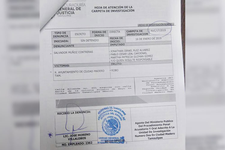 Oseguera inicia ‘cazaría’ de ex funcionarios en Madero
