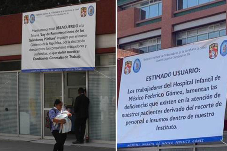 Protestan en hospitales federales por suspensión de pagos extras