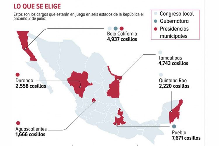 Estarán en juego 148 cargos este año; comicios en 6 estados