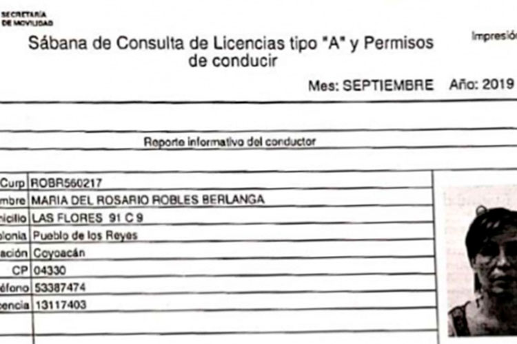 Confirman autenticidad de licencia de conducir de Robles
