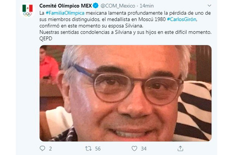 Fallece medallista olímpico Carlos Girón