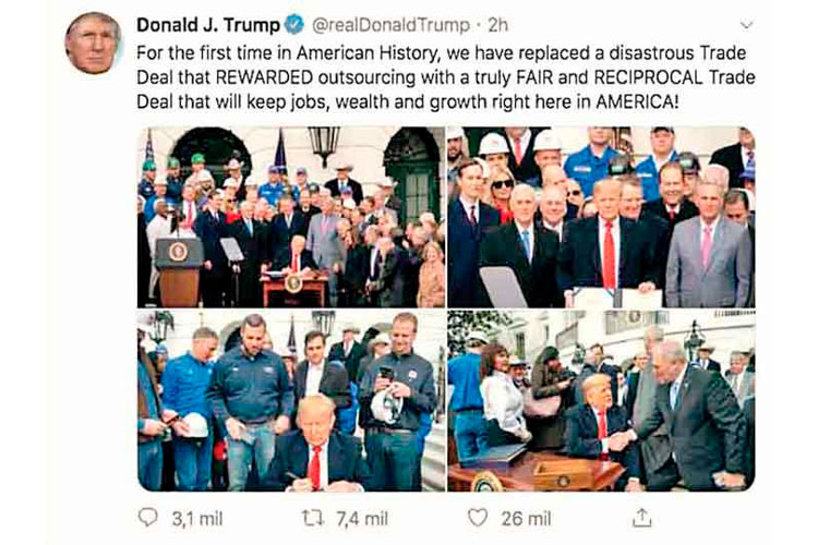 Firma y presume Trump el T-MEC
