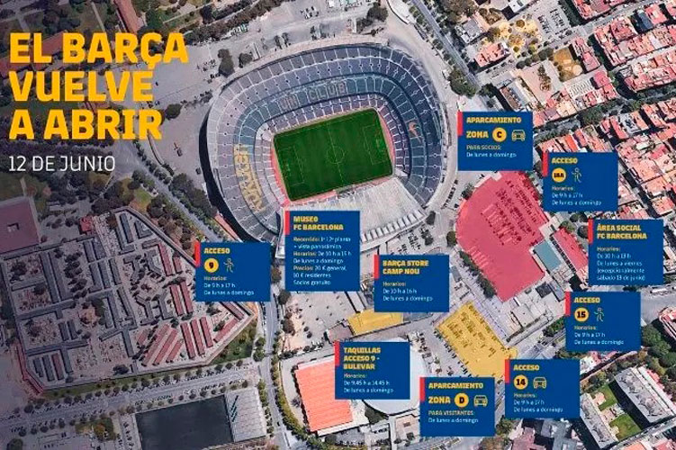 El Barça reabre sus instalaciones al público el 12 de junio
