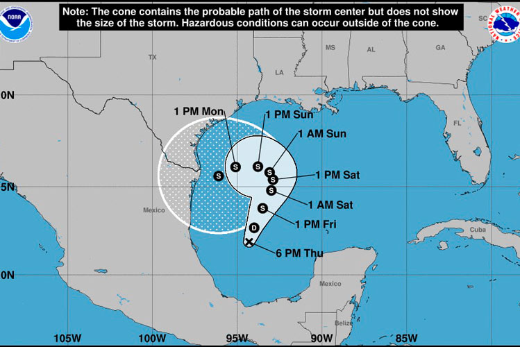 Tormenta tropical 22 generará lluvias a partir del domingo